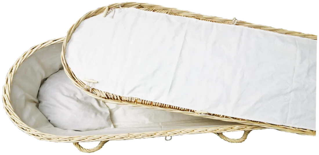 A lined willow coffin